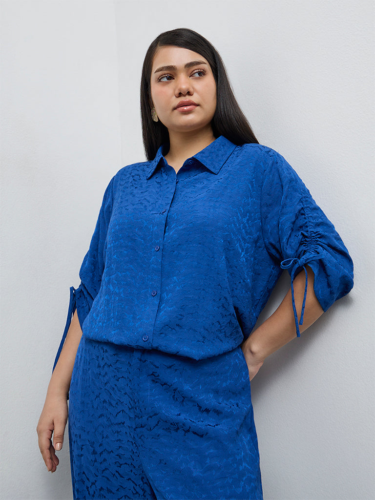 Gia Blue Self-Textured Blouse