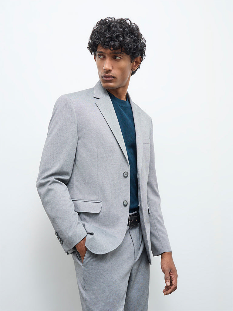 WES Formals Grey Slim-Fit Blazer