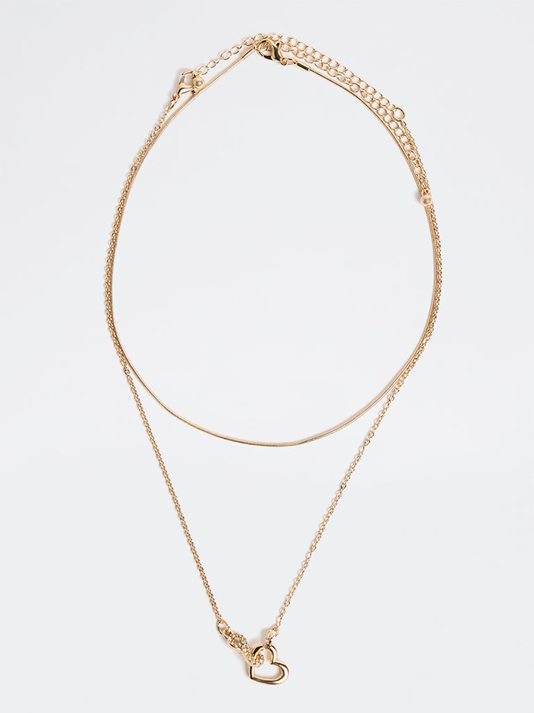Westside Accessories Gold Heart and Infinity Pendant Necklace - Pack of 2