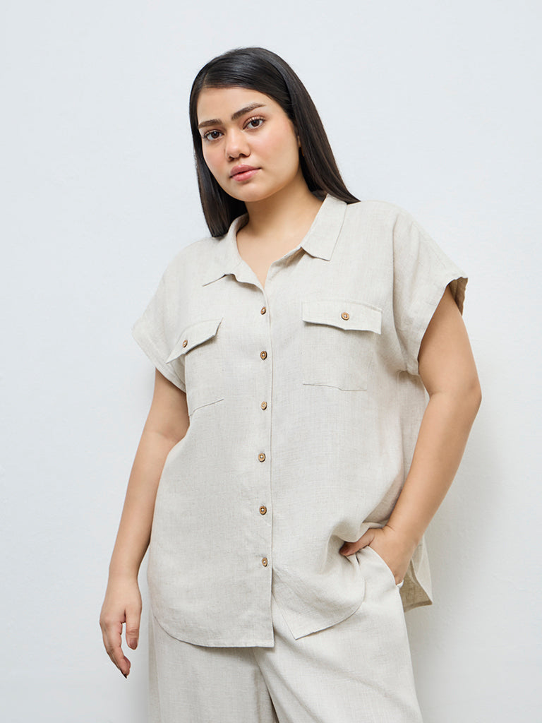 Gia Beige Solid Blouse