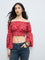 Bombay Paisley Red Floral Off-Shoulder Cotton Top