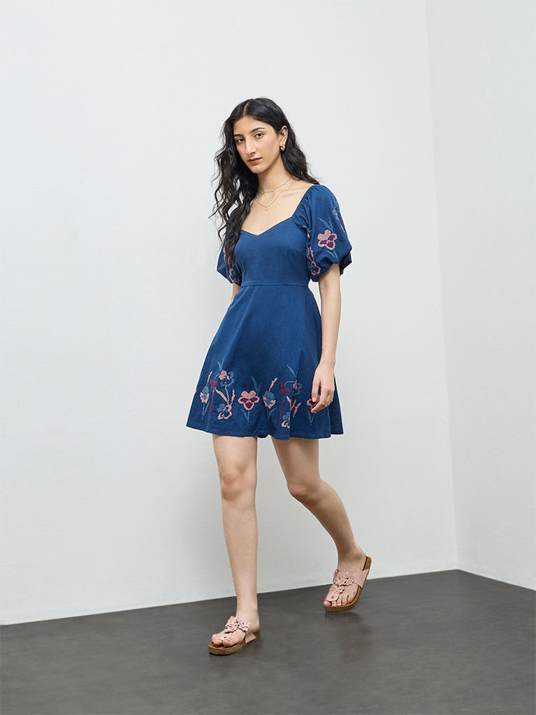 bombay paisley blue dress Buy Bombay Paisley Blue Floral Cotton Tiered Dress from Westside