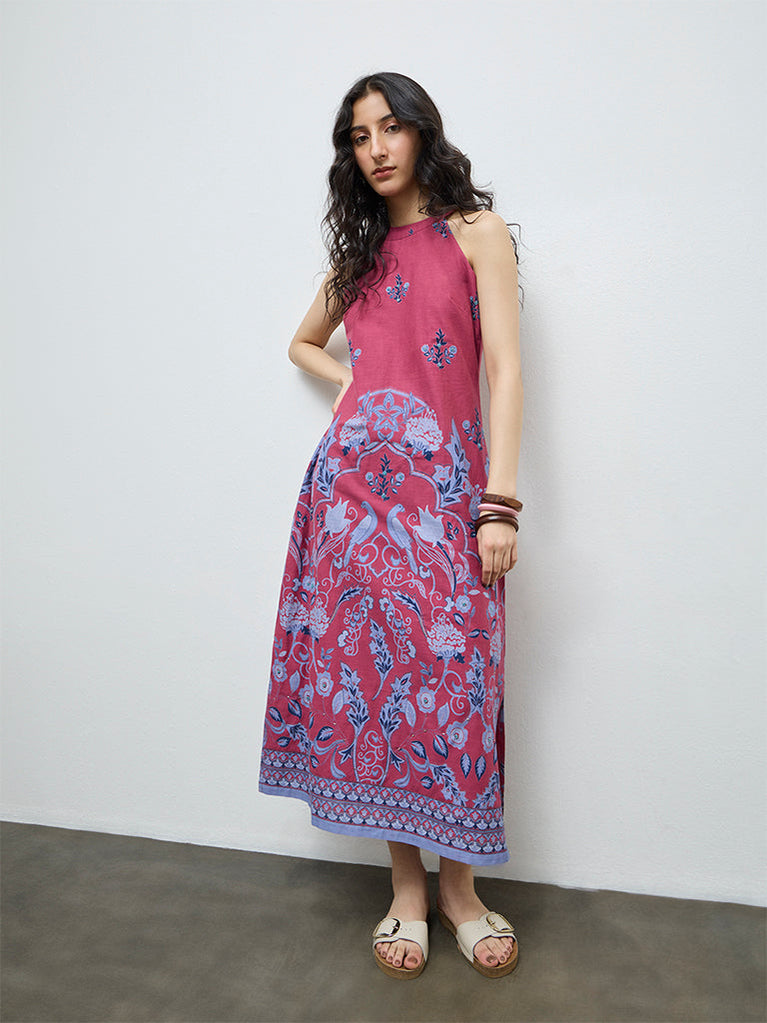 bombay paisley pink dress Buy Bombay Paisley Pink Printed Cotton-Blend A-Line Dress from Westside