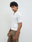 Ascot Off-White Cable-Knit Relaxed-Fit Quarter-Zip Cotton Polo T-Shirt