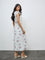LOV White Floral Design A-Line Dress
