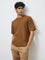 ETA Brown Textured Relaxed-Fit Cotton-Blend T-Shirt
