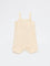 HOP Baby Girls Beige Schiffli Detailed Cotton Romper