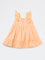 HOP Baby Girls Peach Embroidered Fit-and-Flare Cotton Dress