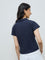 Nuon Navy Solid Cotton Top