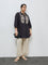 Diza Black Botanical Embroidered Cotton Tunic