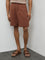 ETA Brown Crinkle-Textured Relaxed-Fit Mid-Rise Cotton Shorts