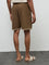 ETA Brown Embroidered Relaxed-Fit Mid-Rise Cotton-Blend Shorts