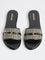 LUNA BLU Black Raffia Textured Slides