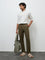 ETA Olive Textured Relaxed-Fit Mid-Rise Cotton Trousers
