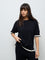 Wunderlove Black Contrast Detailed Top