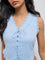LOV Blue Embroidered Cotton Crop Top