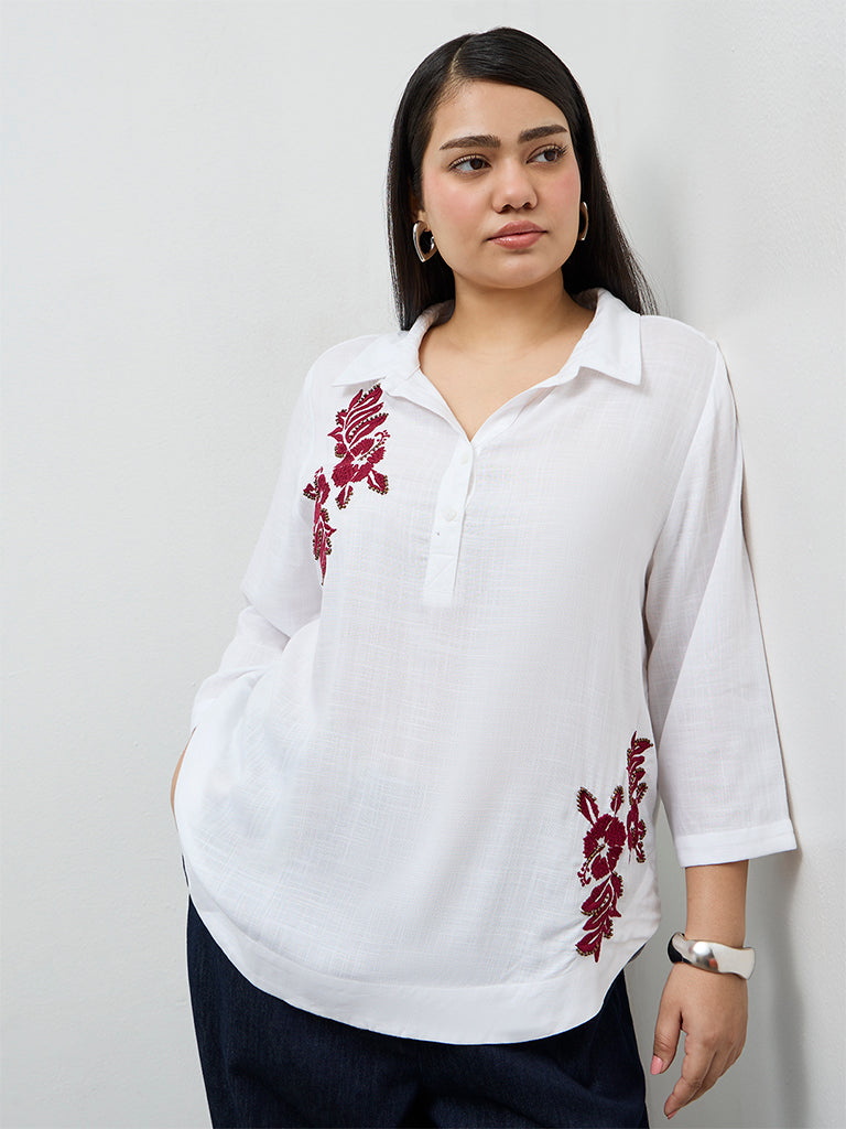 Gia White Floral Design Shirt