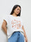 Gia White Printed Cotton T-Shirt