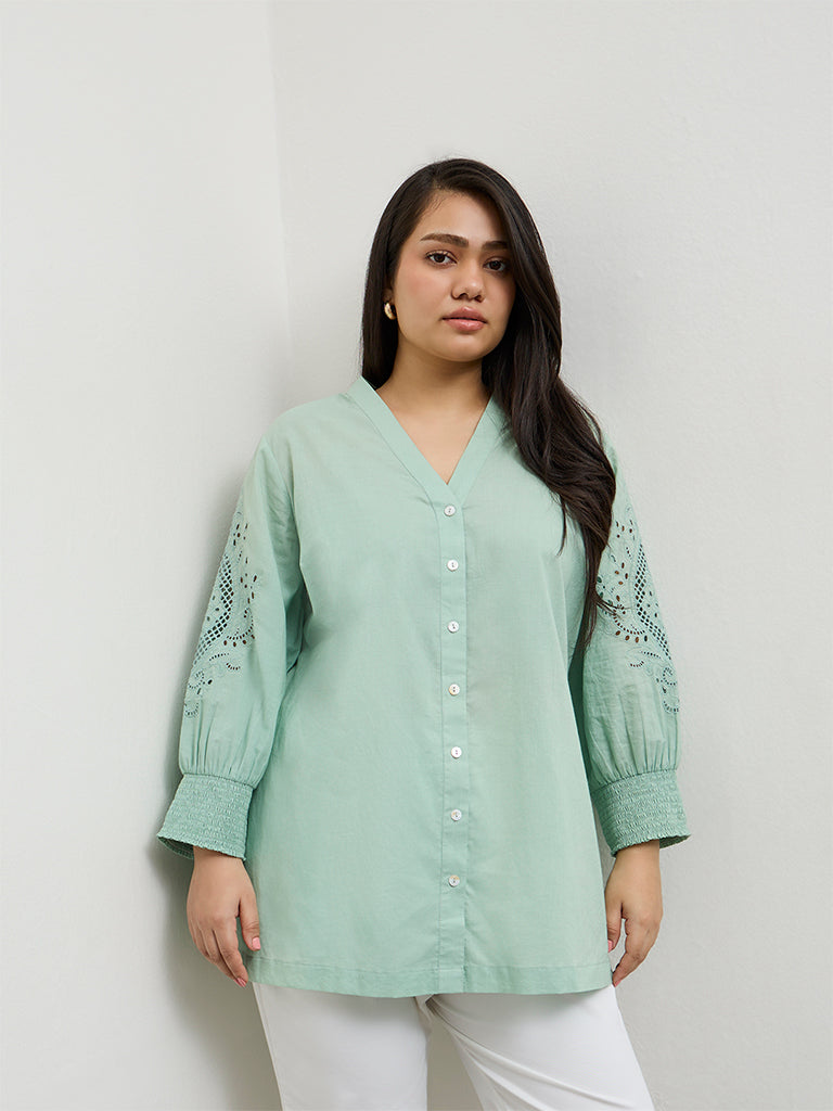 Gia Mint Embroidered Blouse
