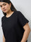 Gia Black Ribbed-Textured T-Shirt