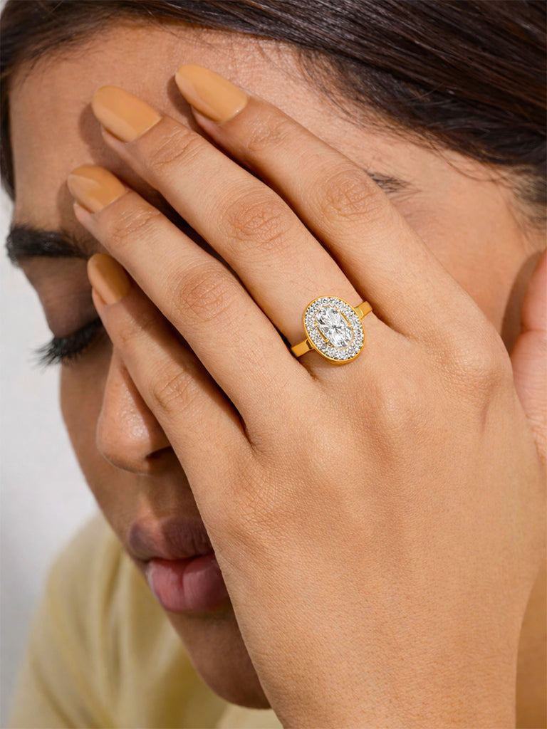 Oval Halo Lab Diamond Ring