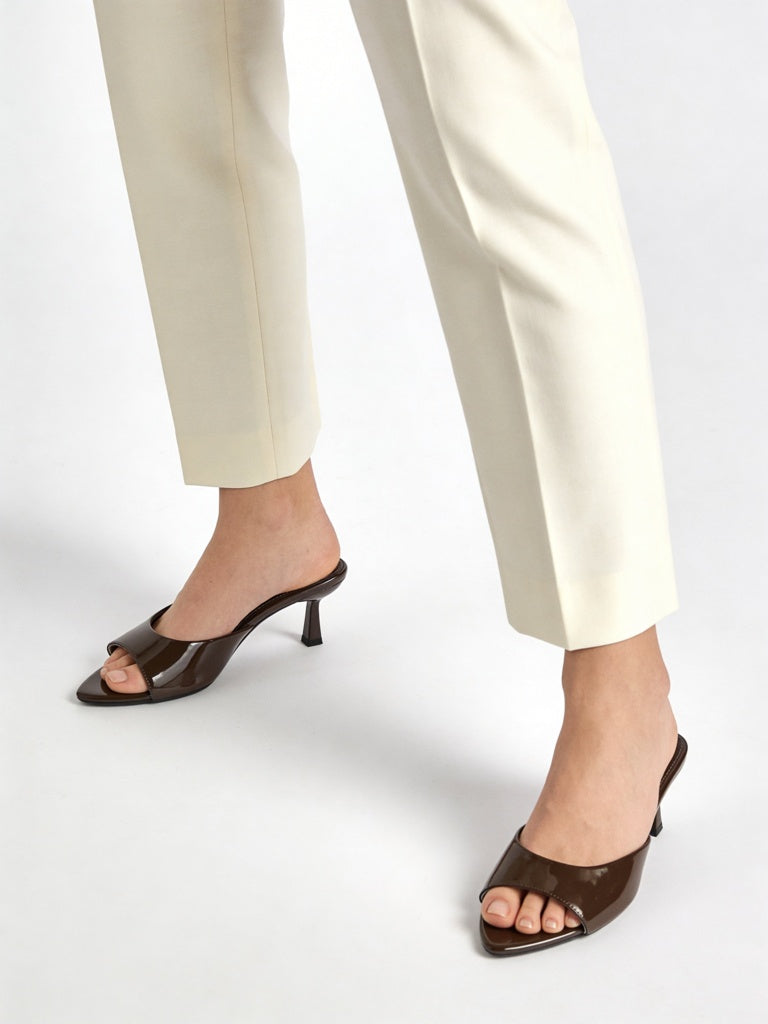 LUNA BLU Dark Brown Heel Mules