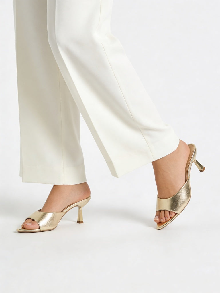 LUNA BLU Gold Heel Mules