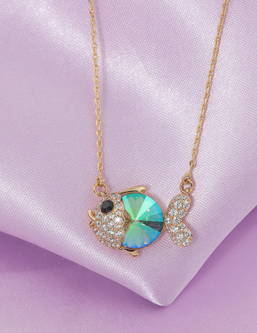 Designer Swarovski Crystal Sparkle Fish Chain Pendant