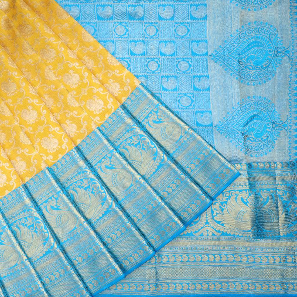 Sky Blue Silk Saree with Contrast Blouse - Anil Kumar Sunil Kumar Sarees