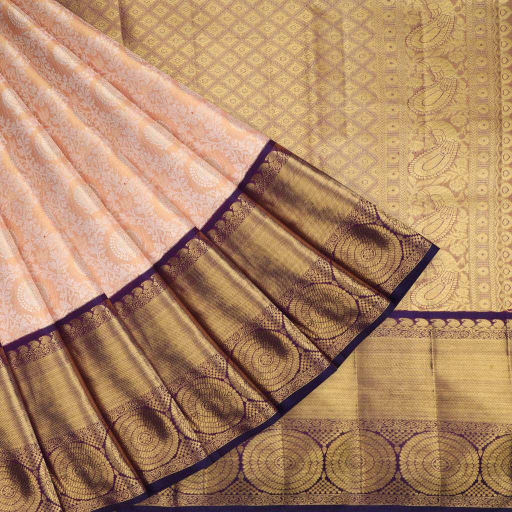 Ashada' Cream-Yellow Pure Kora Silk Banarasi Handloom Saree - Tilfi