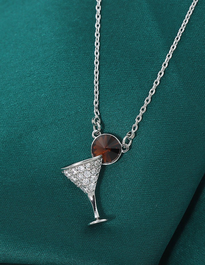 Swarovski Crystal Brown Martini Spark Chain Pendant
