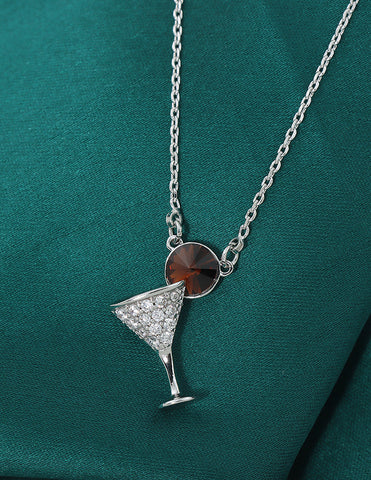 Swarovski Crystal Brown Martini Spark Chain Pendant