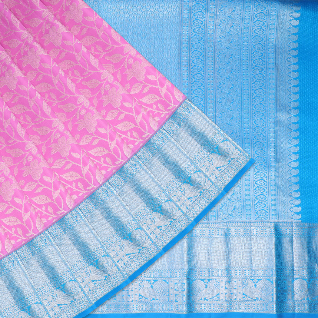 Buy Lavender Embroidered Kanjivaram Silk Saree Online At Zeel Clothing