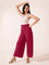 Women Solid Medium Voilet Knit Viscose Mid Rise Palazzos