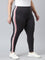 Women Solid Grey Stripe Active Leggings