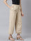 Women Solid Wheat Mid Rise Linen Wide Pant