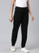 Women Solid Black Mid Rise Cotton Casual Joggers