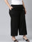 Women Solid Black Mid Rise Linen Wide Pant