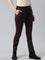 Women Solid Dark Wine Mid Rise Suede Treggings