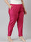 Women Young Fuchsia Solid Mid Rise Metallic Pants