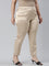 Women Solid Light Gold Mid Rise Shiny Pants