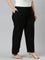 Women Solid Black Viscose Mid Rise Casual Pants