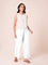 Women Solid White Cotton Wide Leg Pants