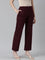 Women Solid Bright Maroon Ponte Wide Leg Pants