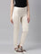 Women Solid Light Beige Mid Rise Shiny Pants