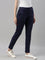 Women Solid Navy Mid Rise Suede Treggings