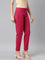 Women Solid Fuchsia Cotton Mid Rise Kurti Pants