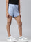 Girls Solid Baby Blue Mid Rise Knit Shorts