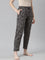 Black Cotton Knit Printed Lounge Pants