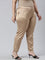 Women Solid Gold Mid Rise Shiny Pants